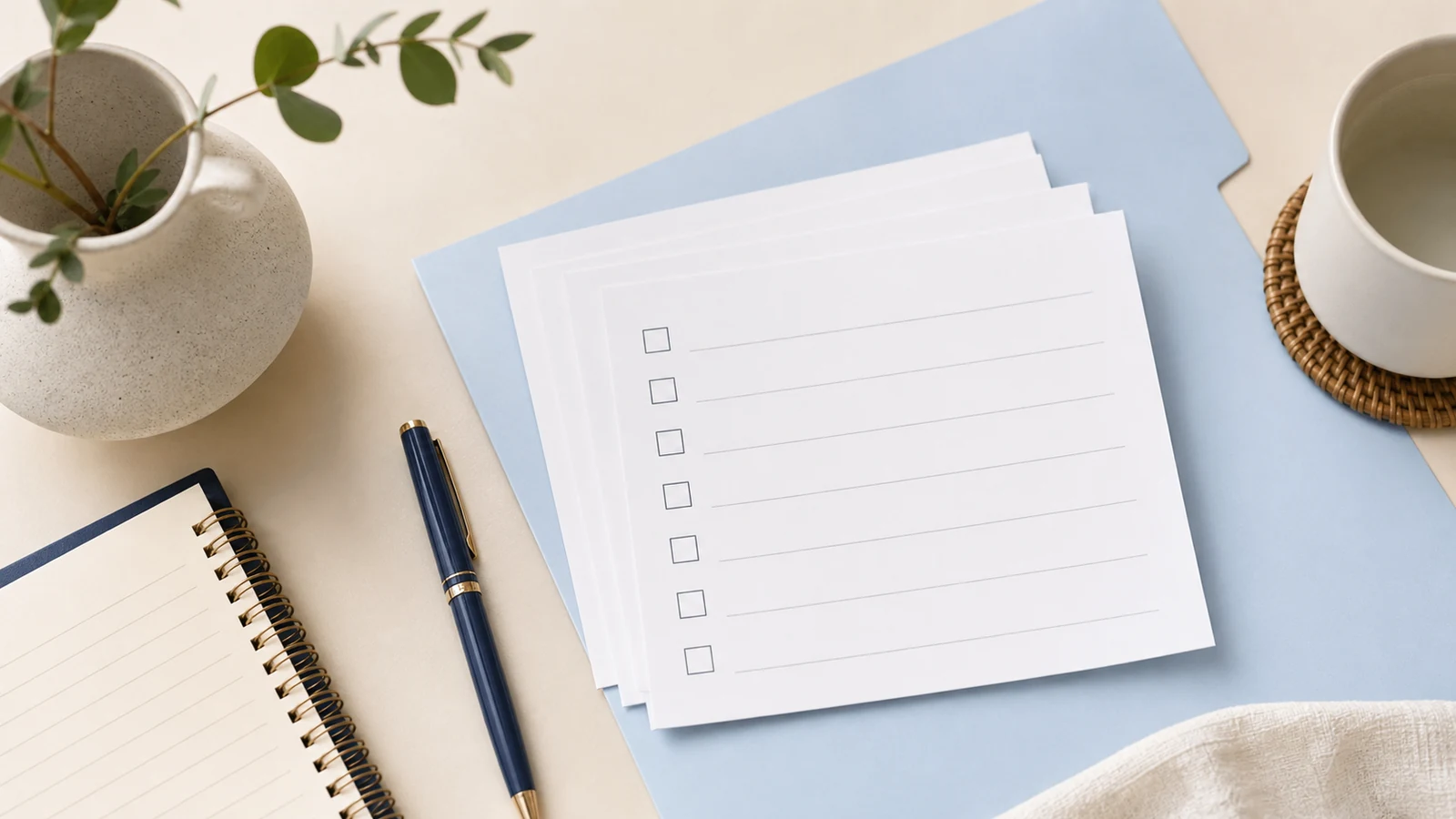Private coaching checklist desk scene
