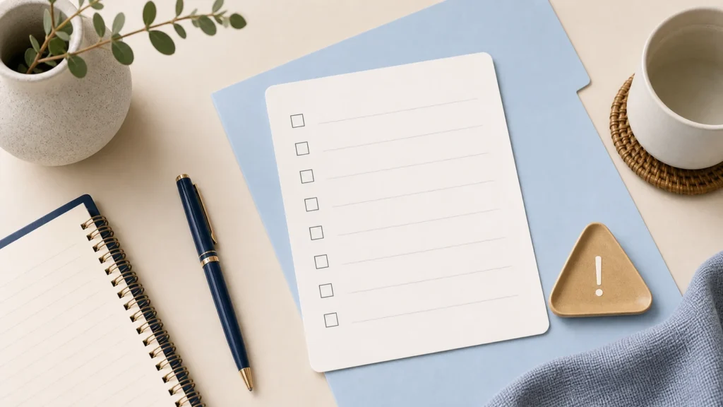 Blank checklist card with a soft caution accent.