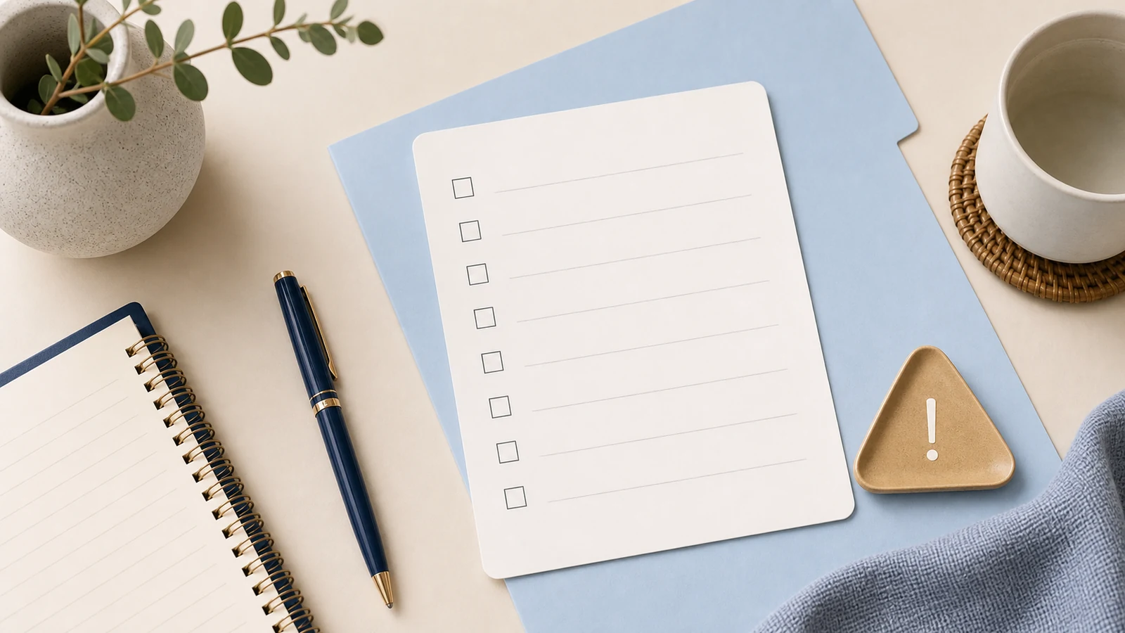 Blank checklist card with a soft caution accent.