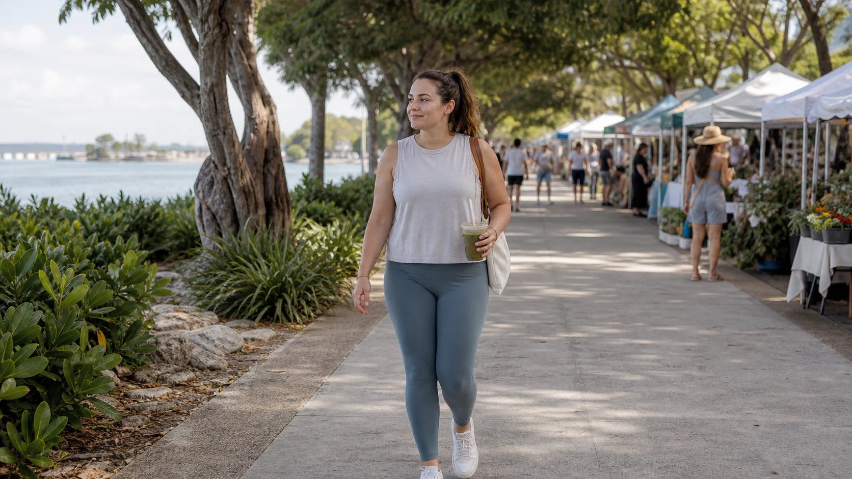 Adult walking near a Coconut Grove path
