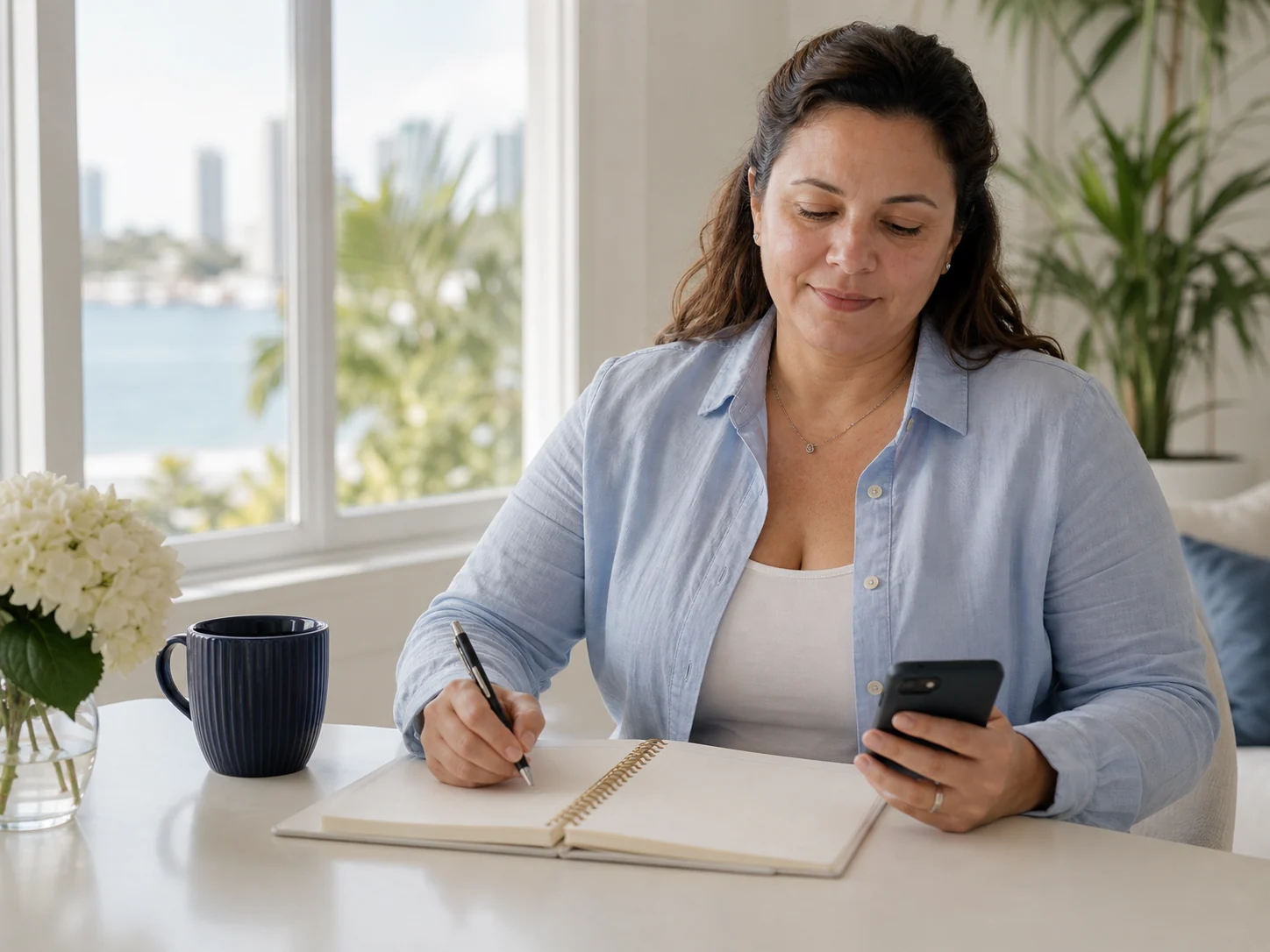 Adult reviewing a notebook for private coaching options.