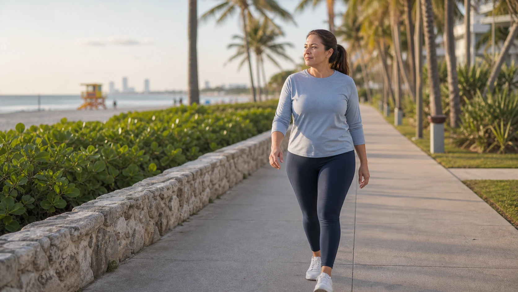 Adult walking along a South Beach path